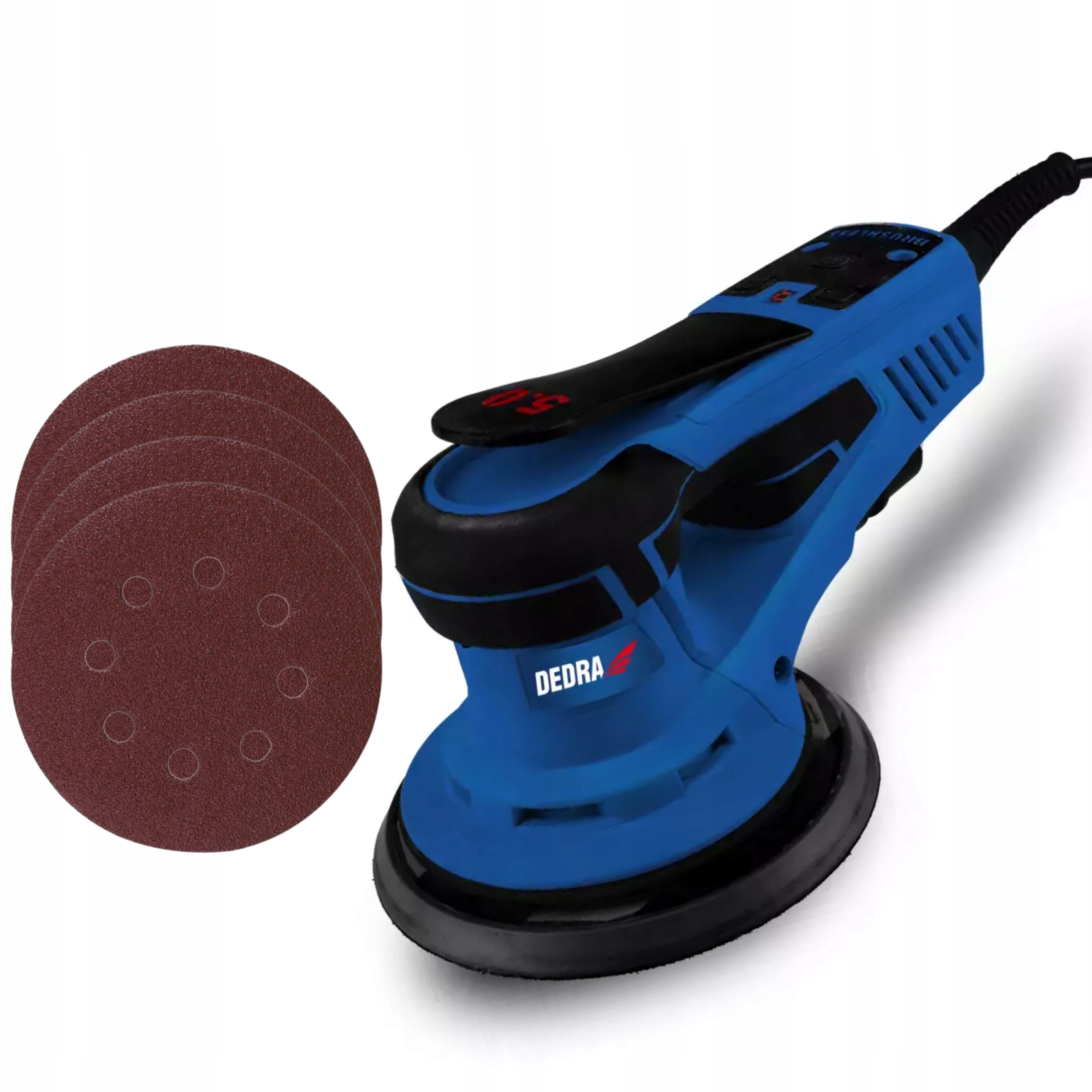 DEDRA SZLIFIERKA MIMOŚRODOWA BEZSZCZOTKOWA DED7982 350W 150mm +PAPIER 4SZT