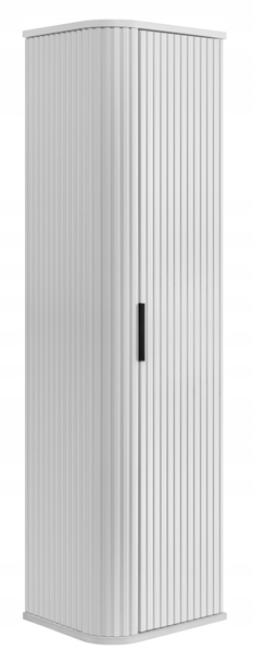 Závěsná koupelnová skříňka Sloupek 139 cm Rýhovaná Bílá Oválná čela Mdf