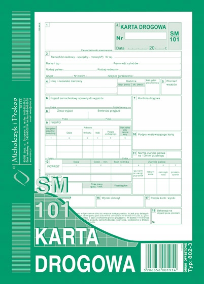 

Druk Karta Drogowa A5 Sam.osobowy