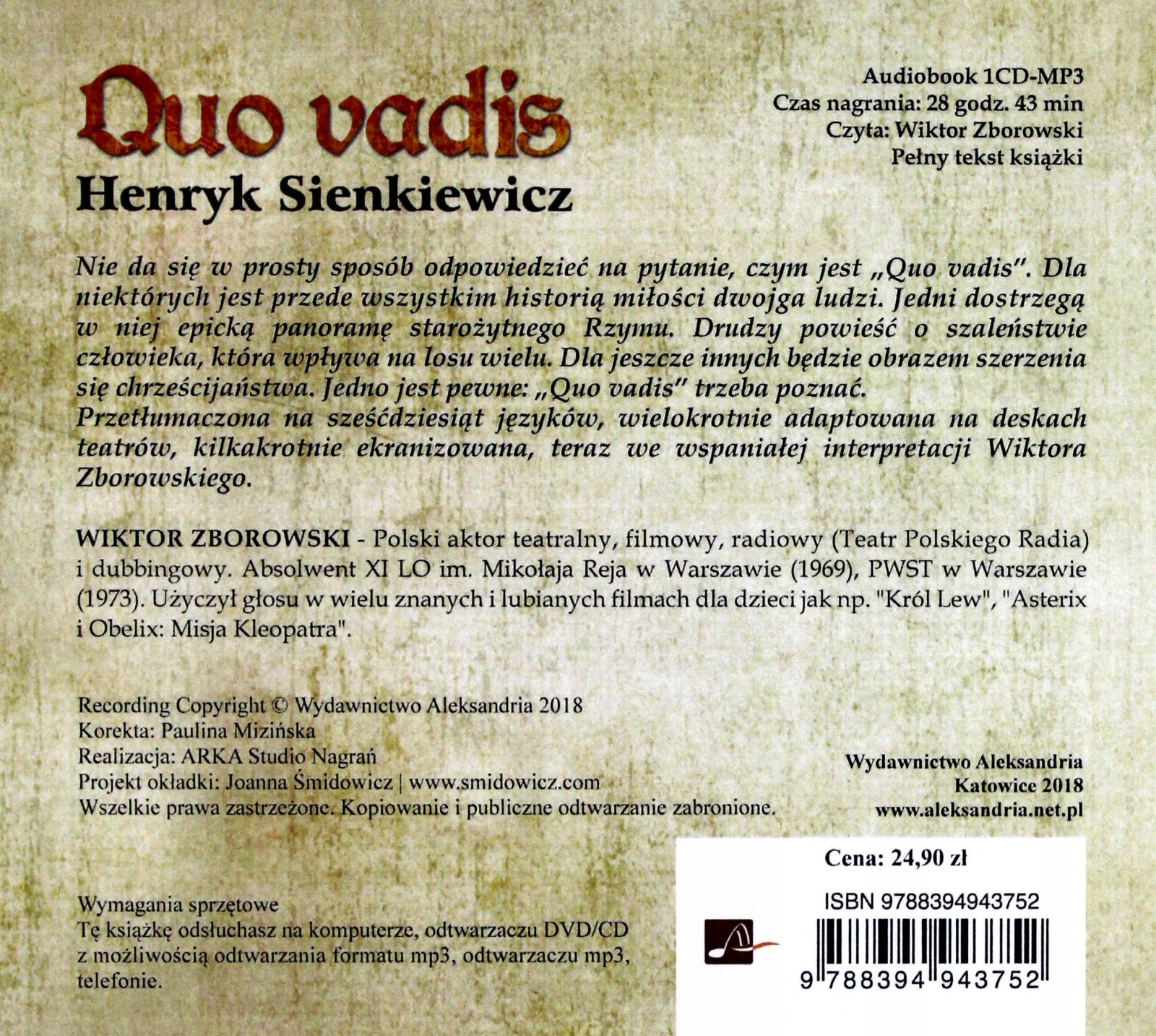 QUO VADIS - HENRYK SIENKIEWICZ [AUDIOBOOK] Stan opakowania oryginalne