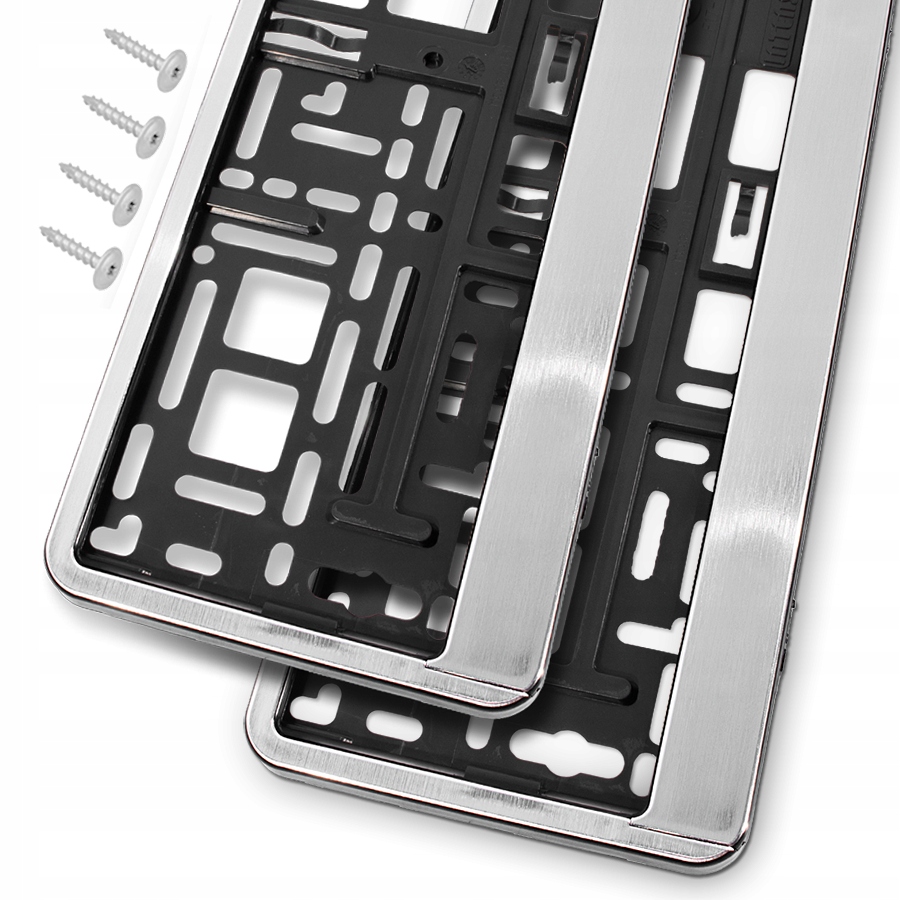 2x Ramki Pod Tablicę Rejestracyjną Aluminium Szczotkowane Komplet Ramek
