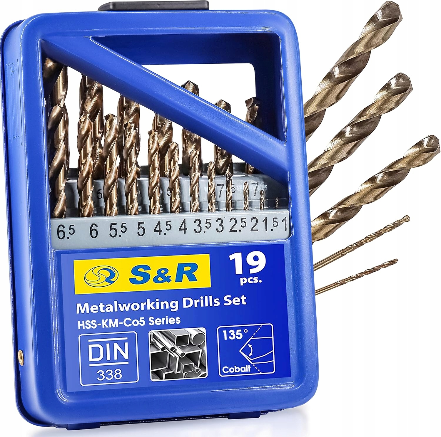 S&r Vrták do kovu kobaltový sada 19 ks 1-10 mm pro ocel