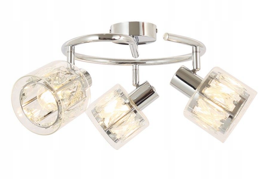 Kulatý chromový stropní svítidlo se 3 stínítky s regulací Elmo