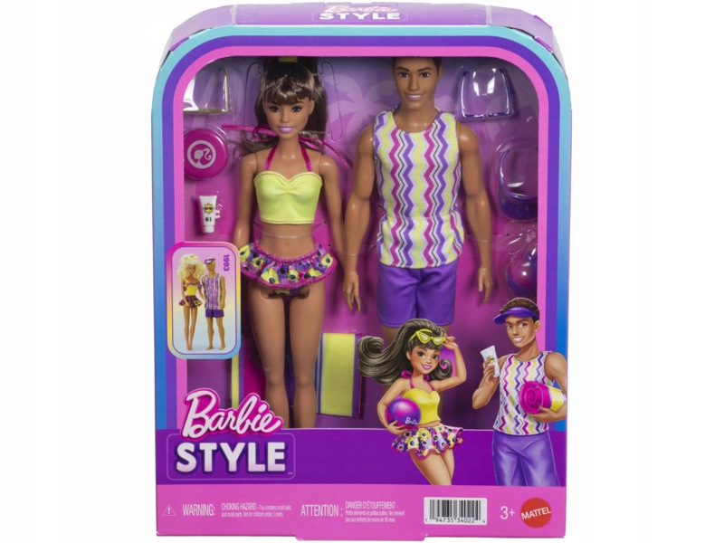 Lalka Barbie Style Barbie i Ken na plaży JJP05