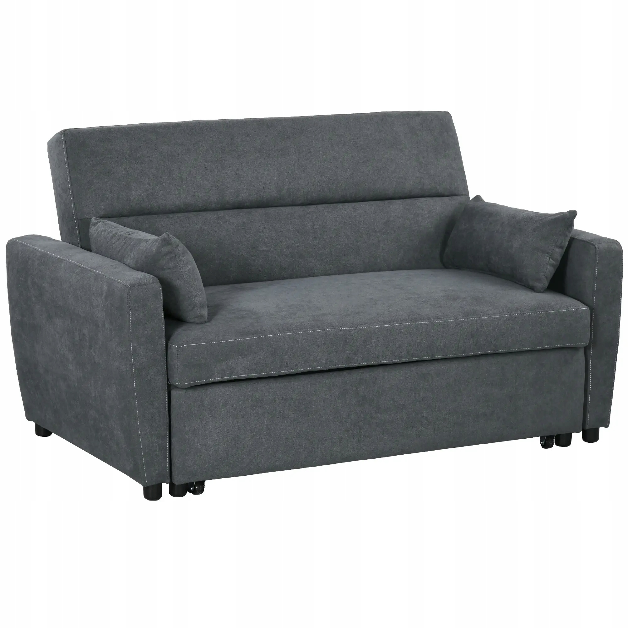 Kanapa Homcom 155x180 tkanina 2 osbowa rozkładana 155 cm ciemnoszara