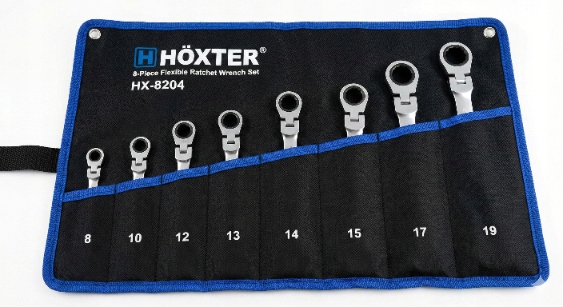 Sada očkoplochých klíčů Höxter s ráčnou 8-19 mm, lámané s Pouzdro