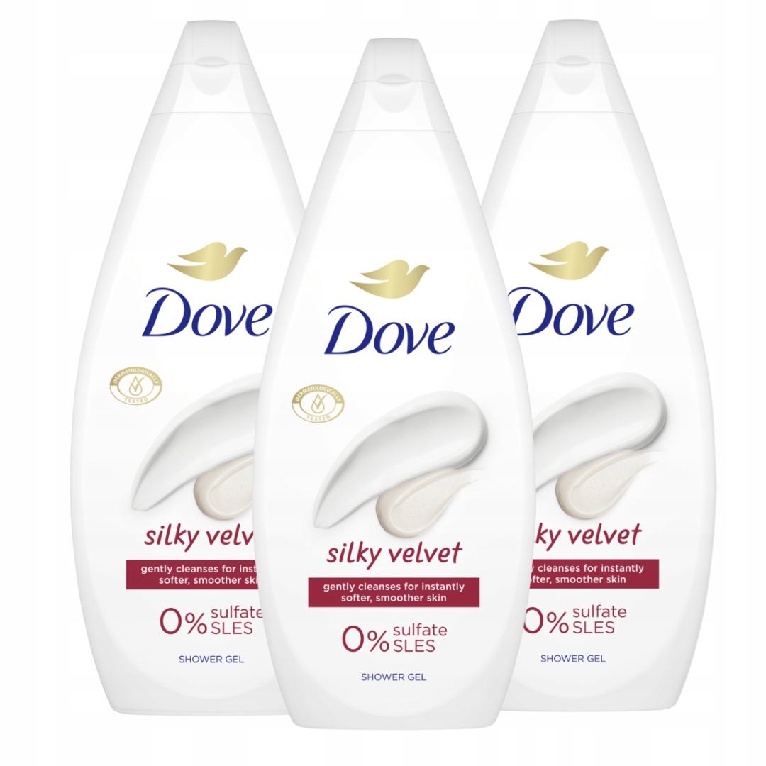 Dove Silky Velvet Żel pod prysznic 3 x 720ml