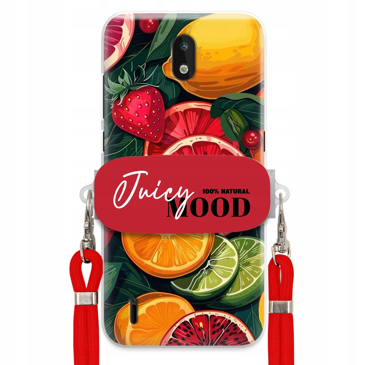 Pouzdro pro Nokia 1.3 Červené vodítko Crossbody+ Držák Módní Juice Mood Ovoce