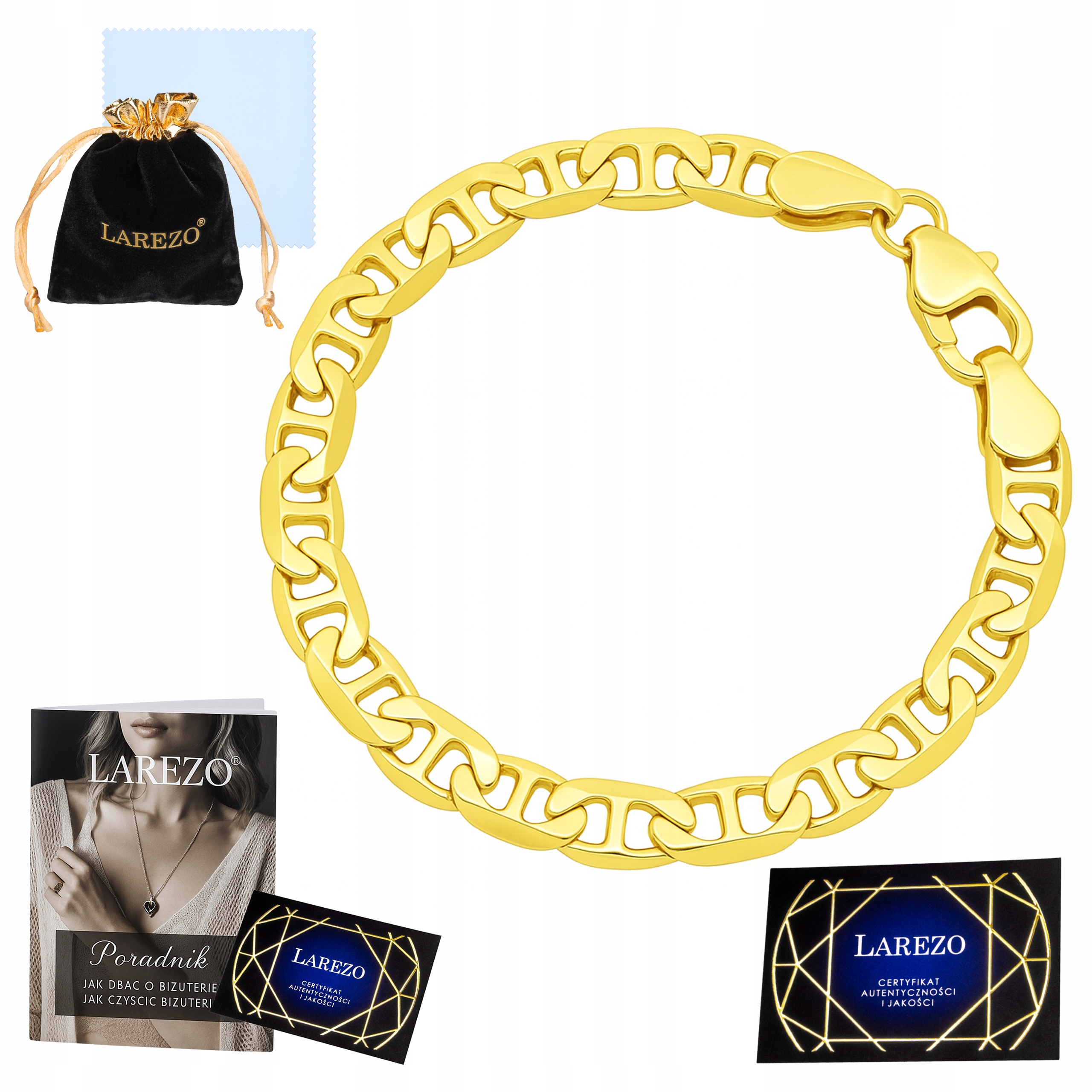 Zlatý pánský náramek Gucci Marina Žiletka 21 cm Plný Masivní Silný 3,8 mm