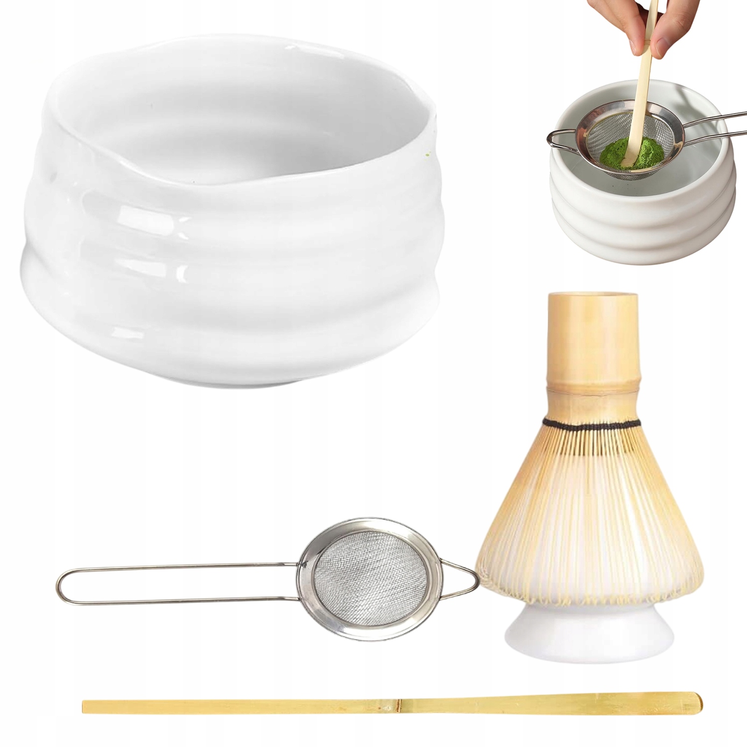 Levně 5KS Dárkůpříslušenství Pro Matchu Čaj Svatá Bambusová Keramika