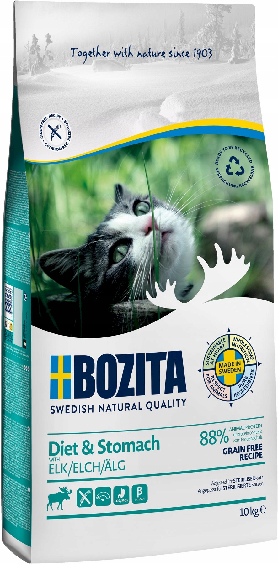 Levně Bozita Diet & Stomach Los Elk 10kg Suché krmivo pro kočky