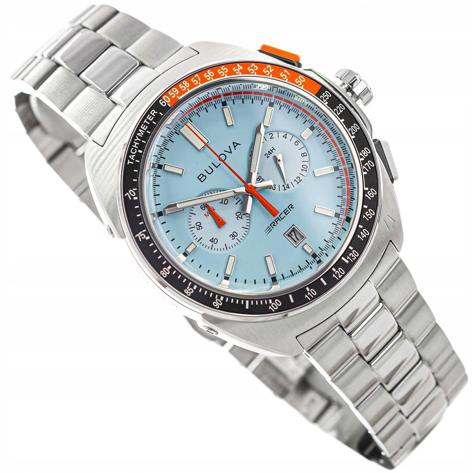 Pánské Hodinky Bulova 98B432 Racing Timepiece Chronograph Stříbrné 100 M