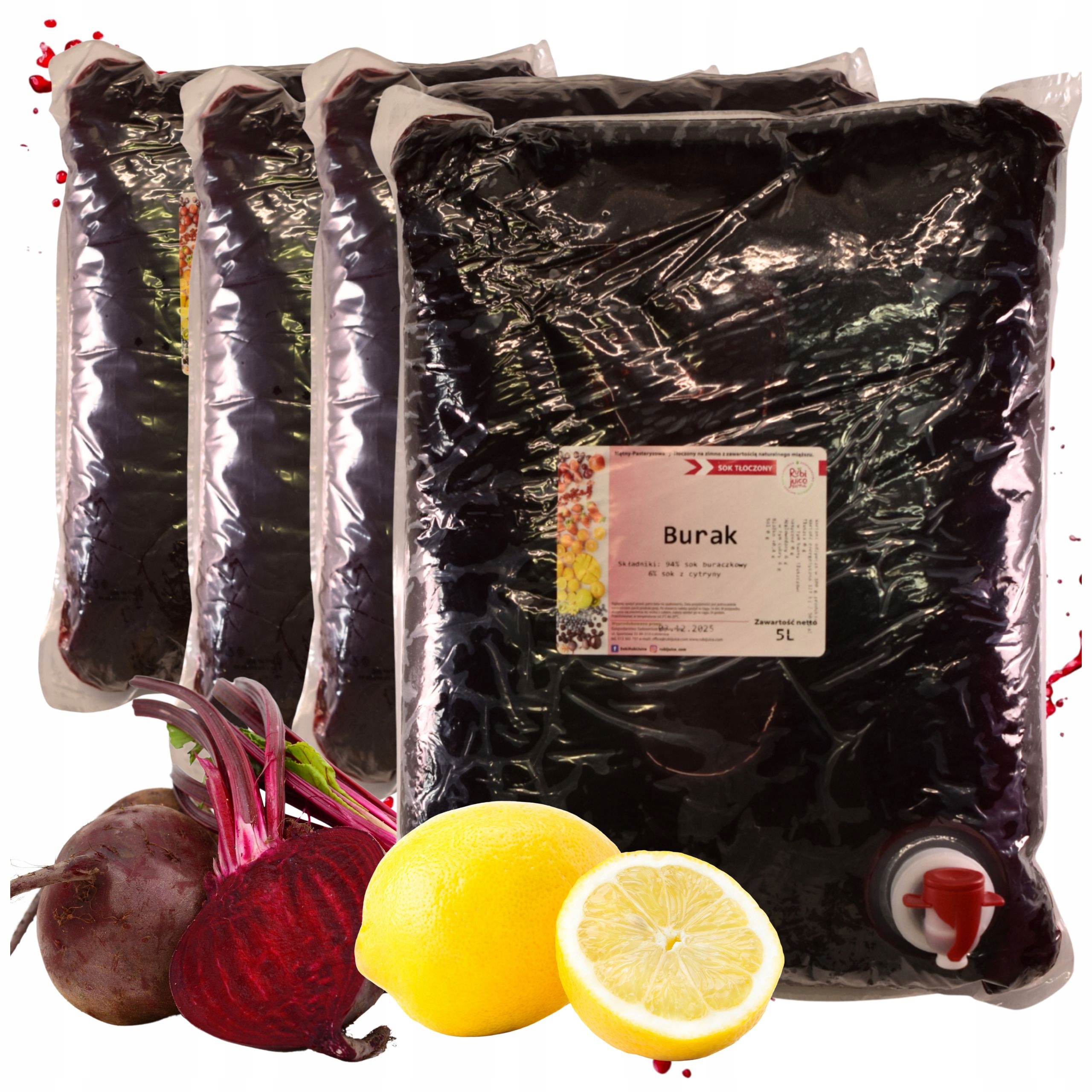 Sok z buraka zestaw 4x 5l 100% Nfc tłoczony naturalny bez dodatku cukru