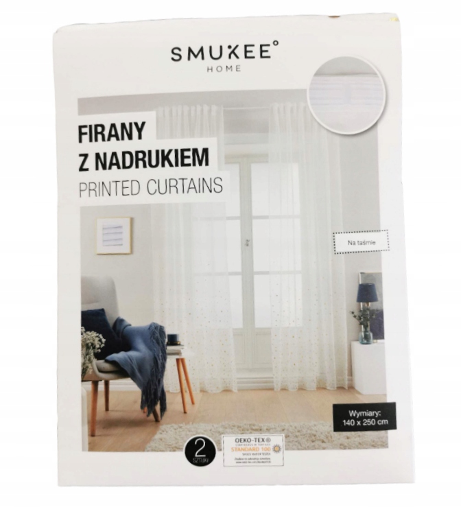 záclona zlatý potisk, záclony 2 ks 140 x 250