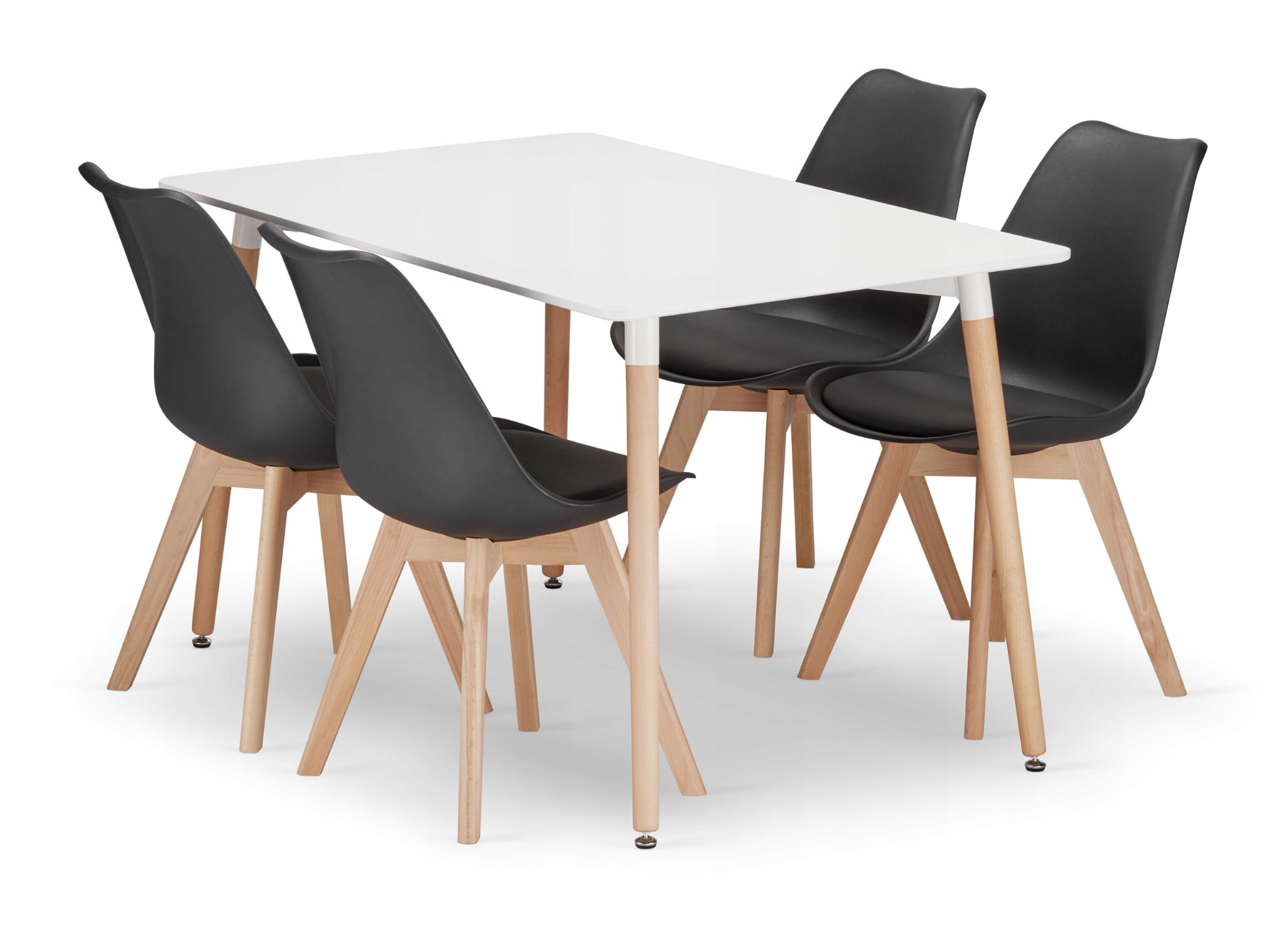 Sada obdélníkových stolků Adria 120x80 bílá 4 židle Mark černé