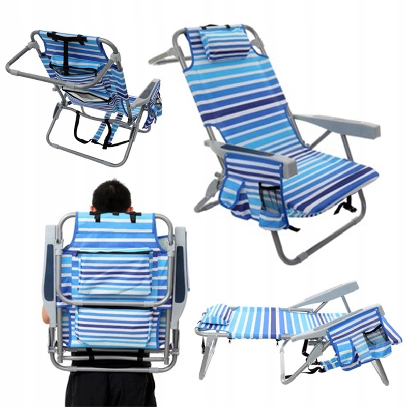 Leżak plażowy składany plecak z torbą termiczną z szelkami kieszonkami