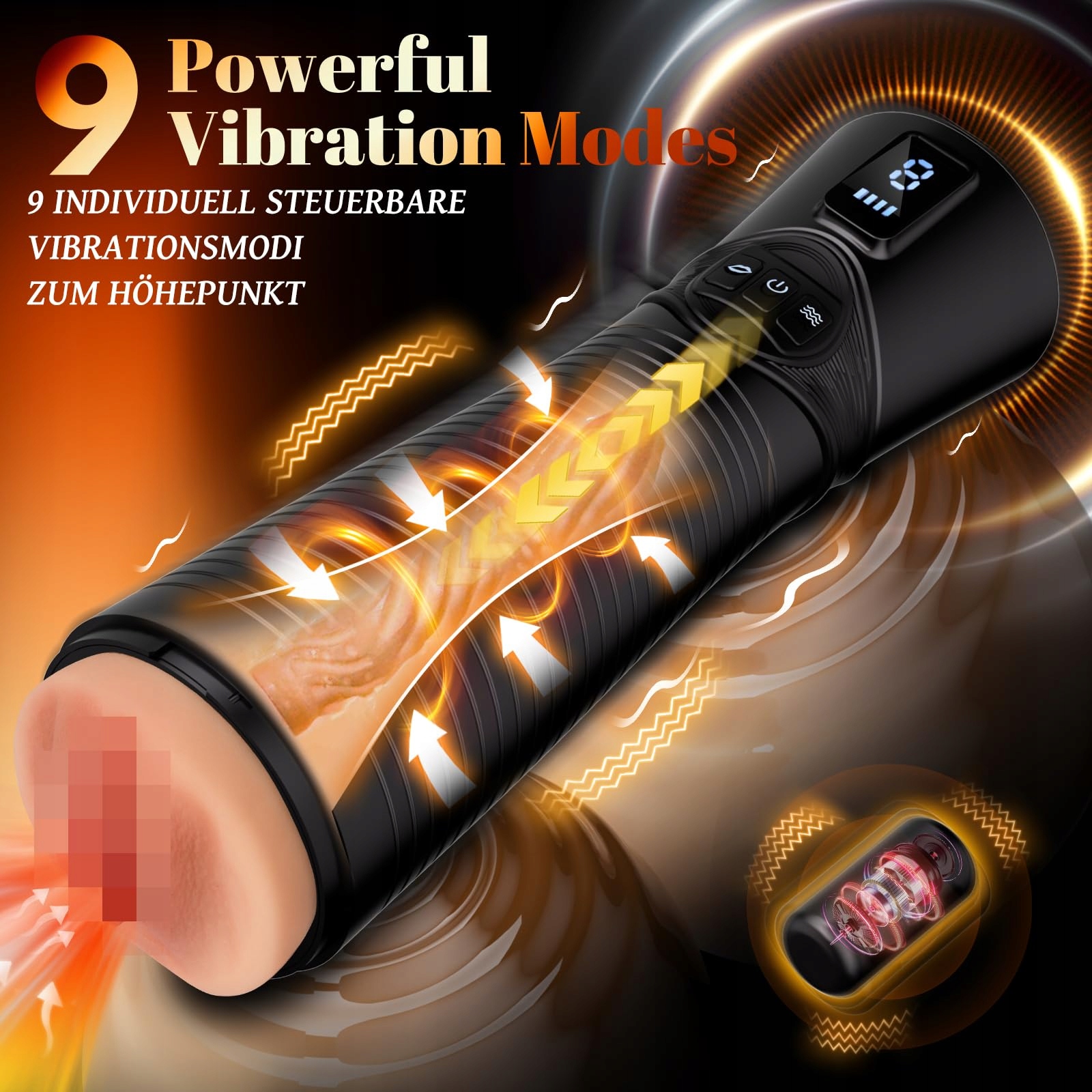 KLEIN Elektryczny Masturbator Dla Mężczyzn 9 Trybów Wibracji i Ssania — miniatura 2