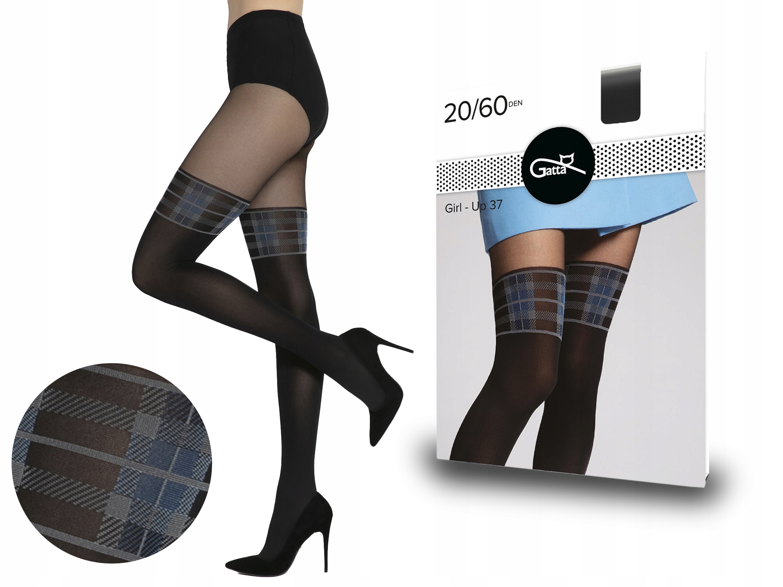 

Gatta wzorzyste rajstopy Girl-Up 37, Nero.Blue 2-S