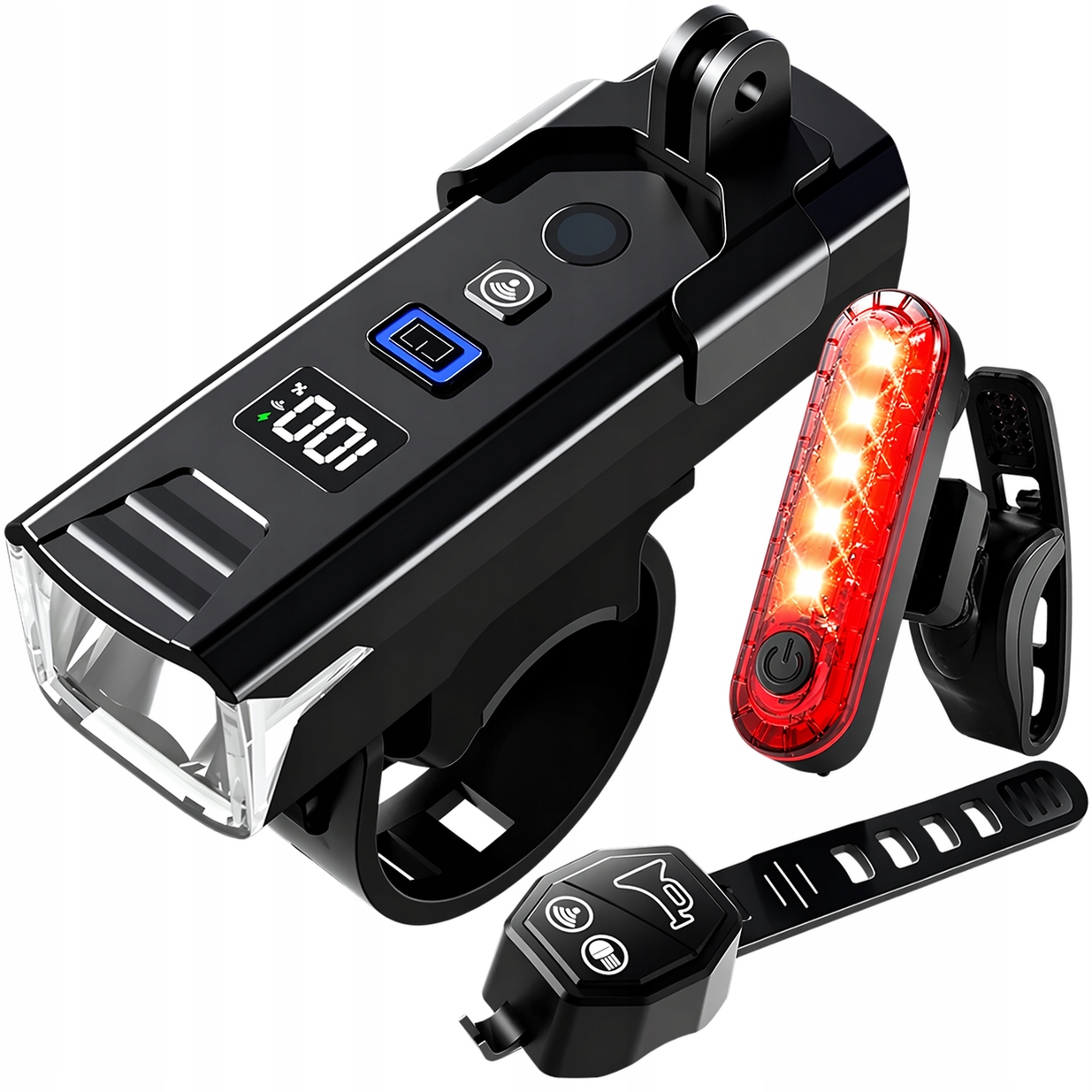 Lampka Rowerowa Przednia Tylna Pilot Klakson 1200lm 2000mAh Do Roweru