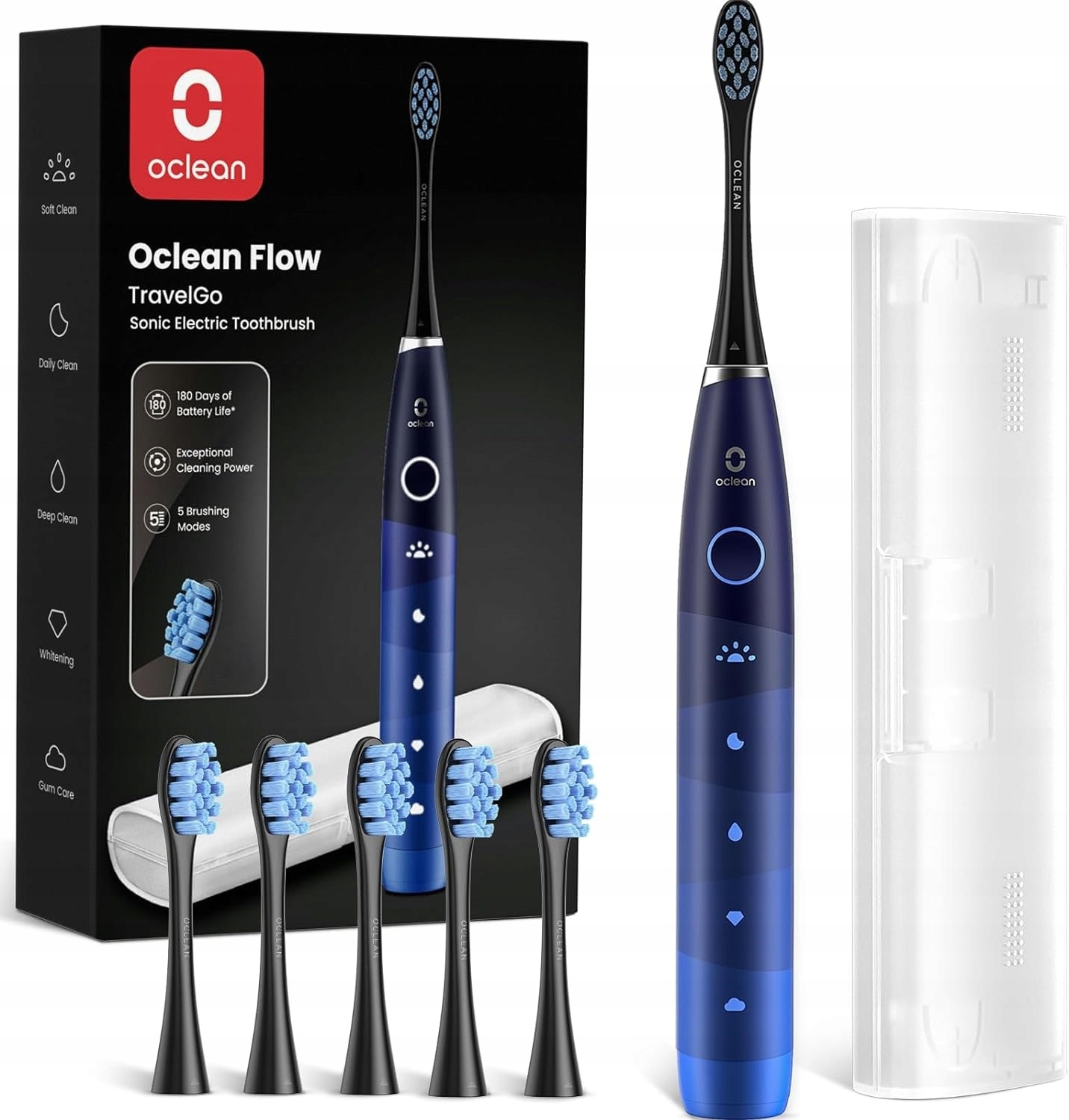 Szczoteczka Soniczna Oclean TravelGo FlowSet 5 trybów 6 końcówek