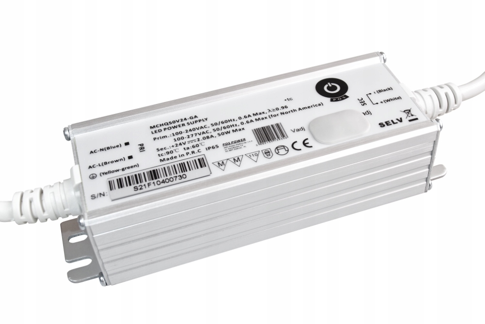 MCHQ50V24-GA: MCHQ50V24-GA: Led zdroj 24V/2.08A 50W CV, kovové pouzdro, Pfc,