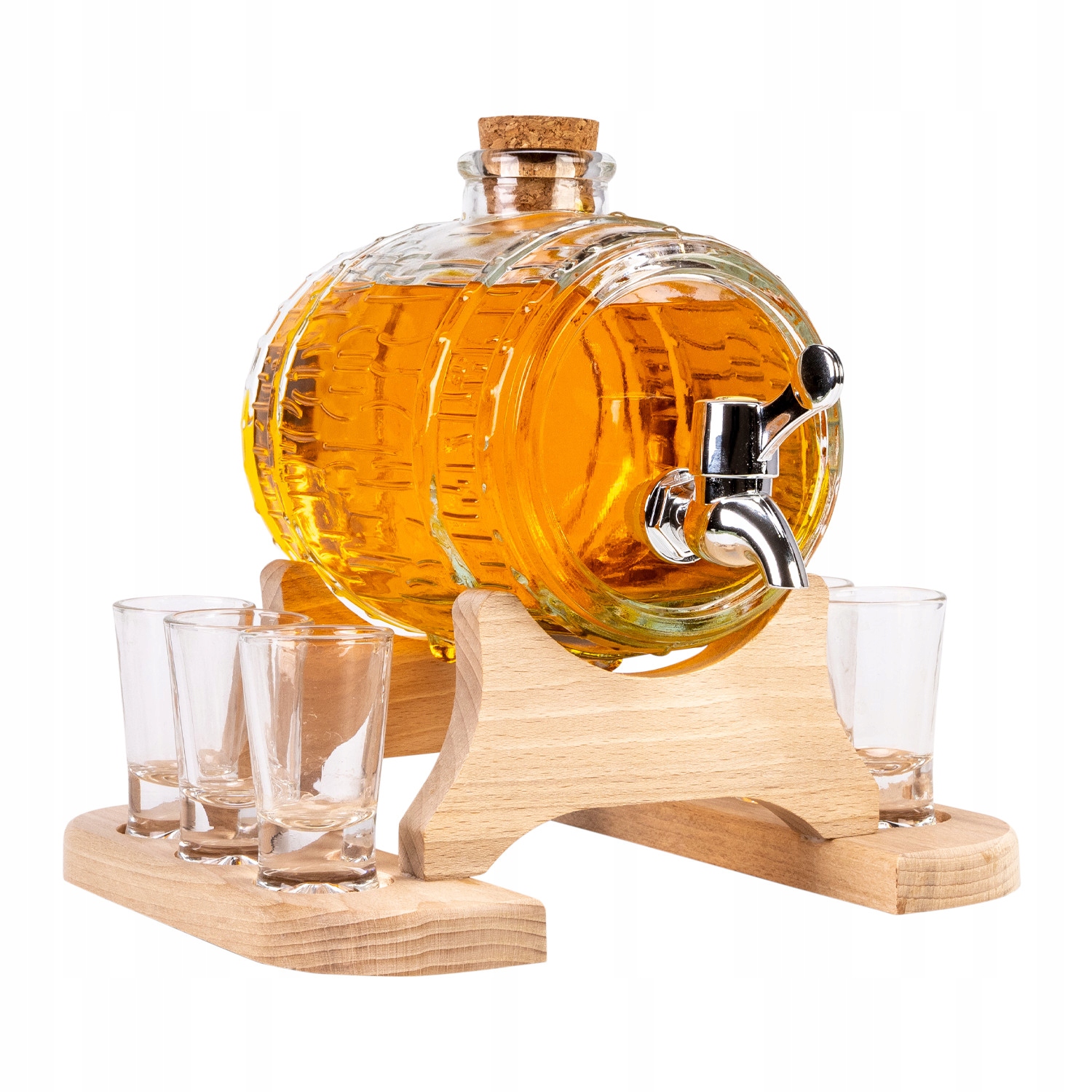 Skleněný sud s kohoutkem 1 l sudu antalek karafa na whisky skleničky