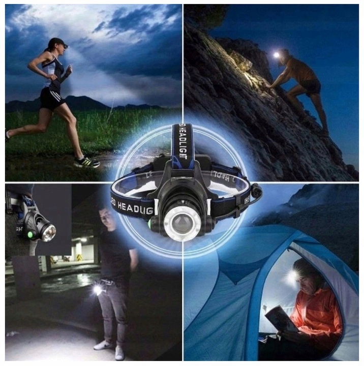 Latarka Czołowa LED Headlight Mocna Czołówka ZOOM Źródło światła LED