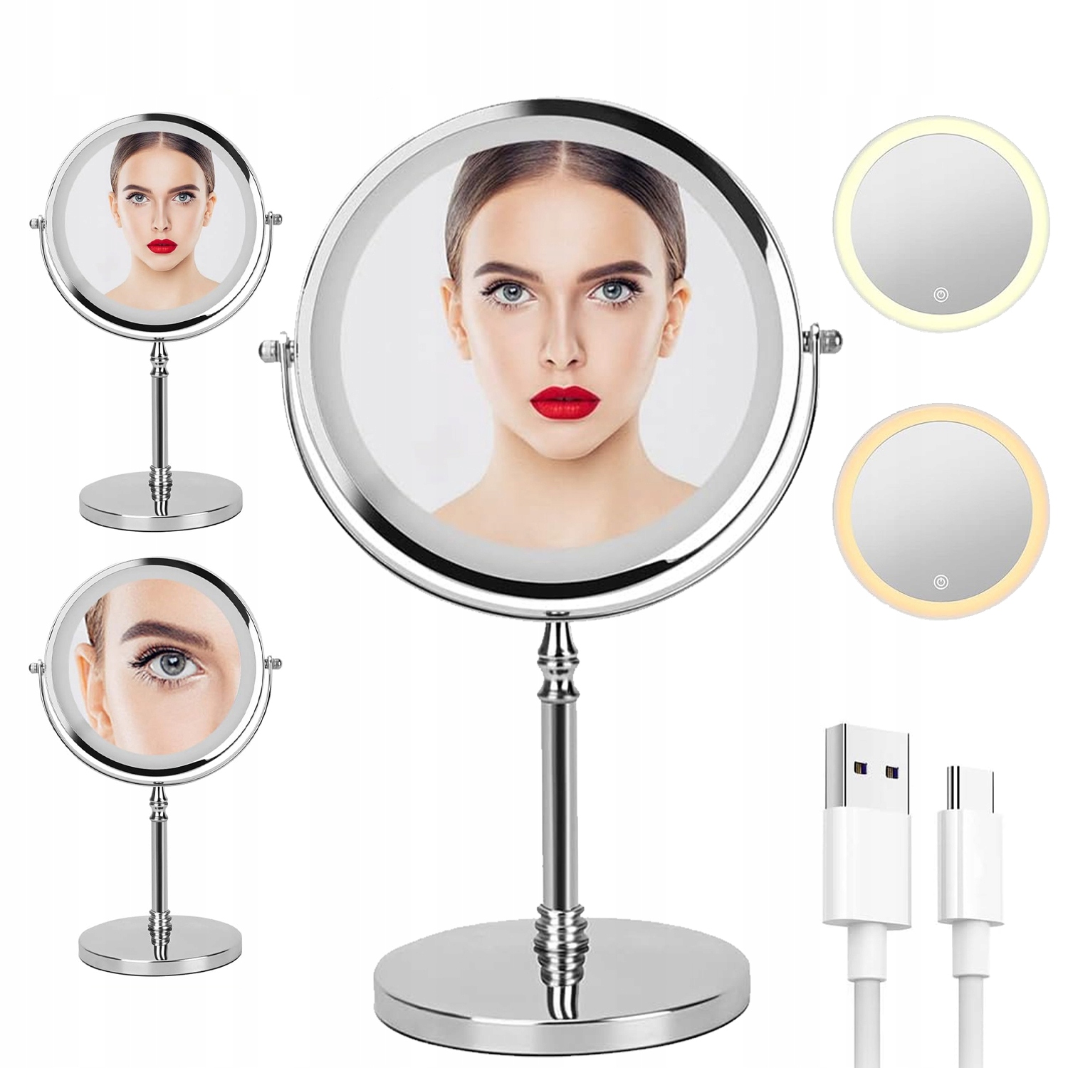 10X Zvětšovací Kosmetické Led Podsvícené Zrcadlo Pro Líčení