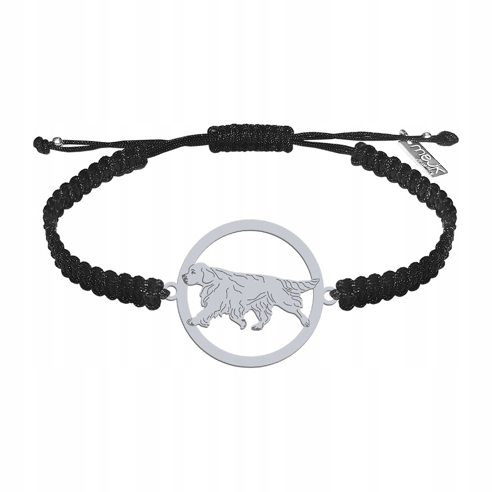 Stříbrný náramek s Clumber Spaniel 925 Žena Makramé Gravírování Bonus