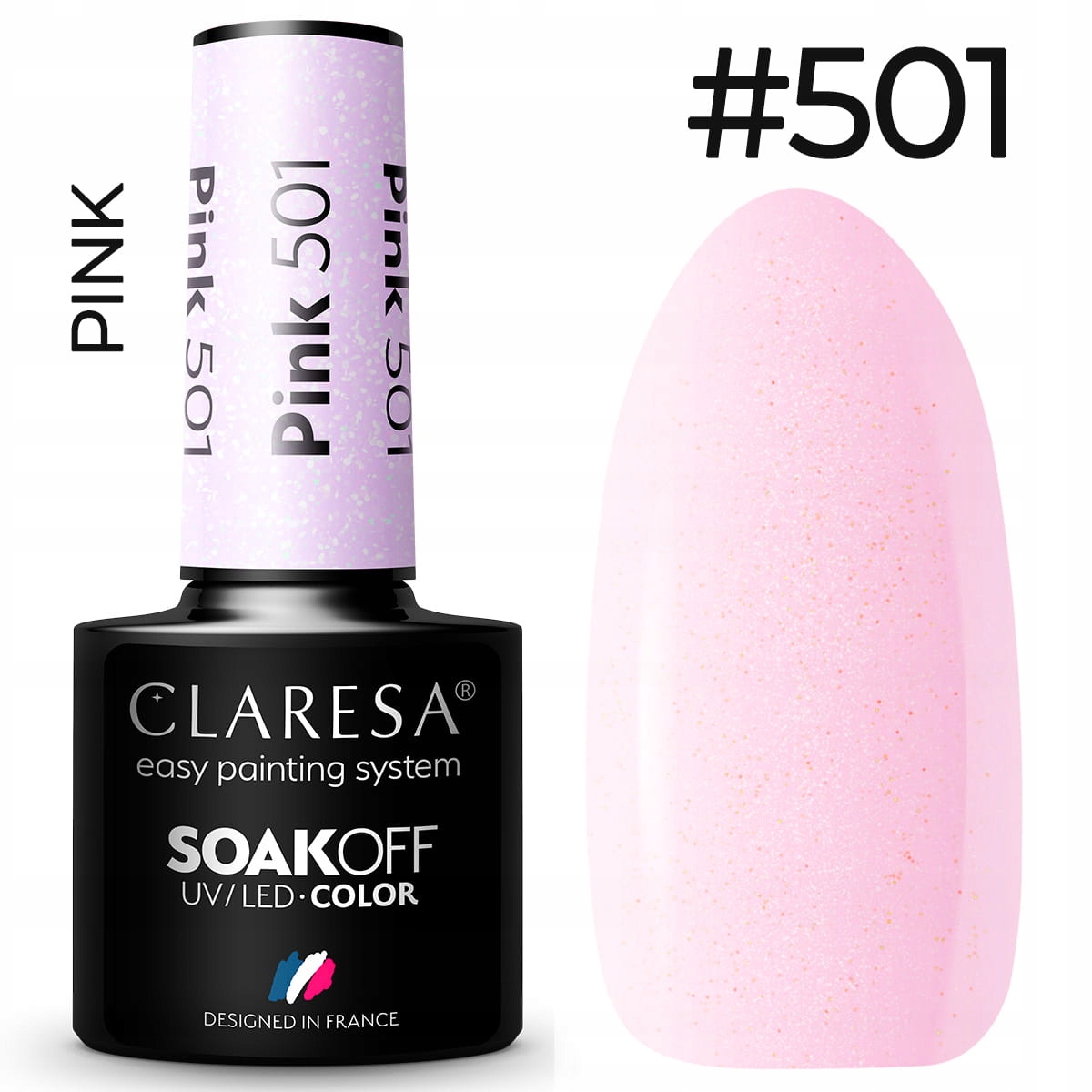 Claresa UV LED Nagellack Collection Hybrid Maniküre Soak Off Nail Polish, Farbe Rosa, Nr 501, 5ml — 12