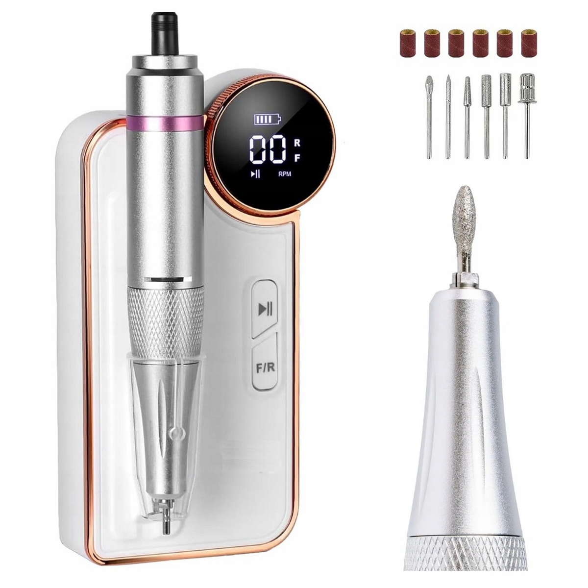 Frezarka kosmetyczna do paznokci manicure pedicure Bezprzewodowa Frezy