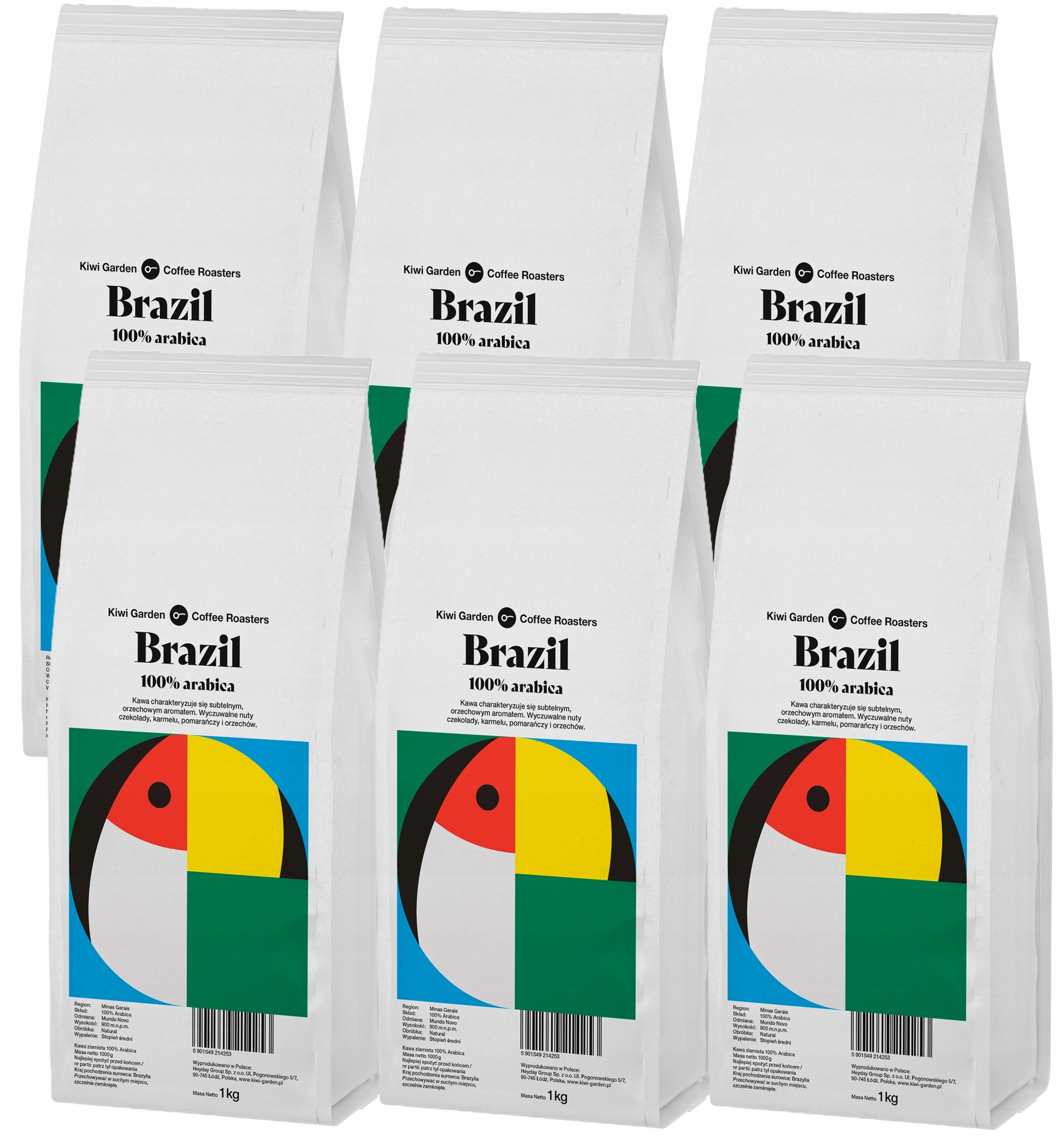 Káva Zrnková 6x1 kg Brazílie 100% Arabica Čerstvě pražená pro kávovar Bonus