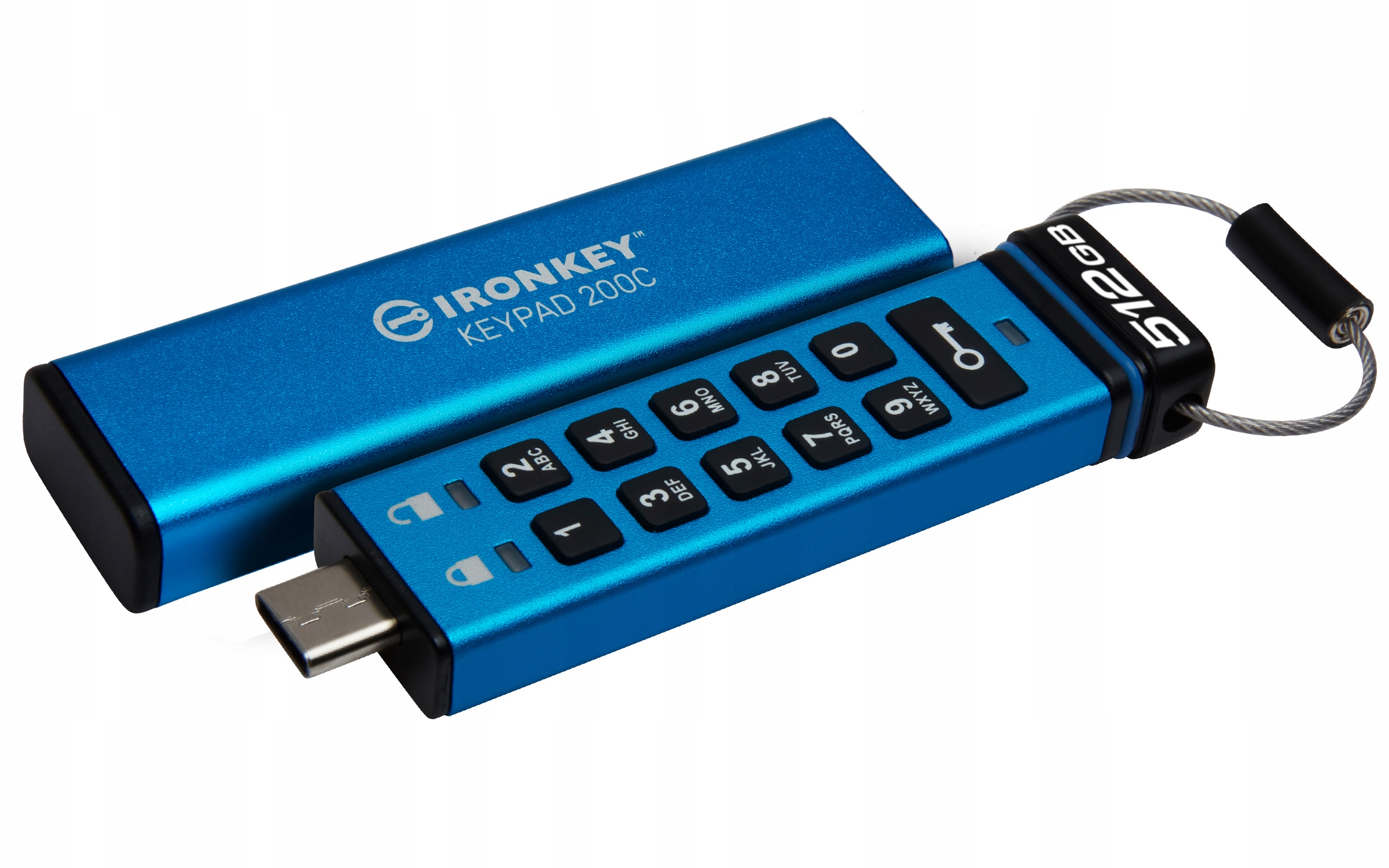 Kingston IronKey Keypad 200C/ 512GB/ Usb 3.2/ Usb-c/ Modrá IKKP200C/512GB