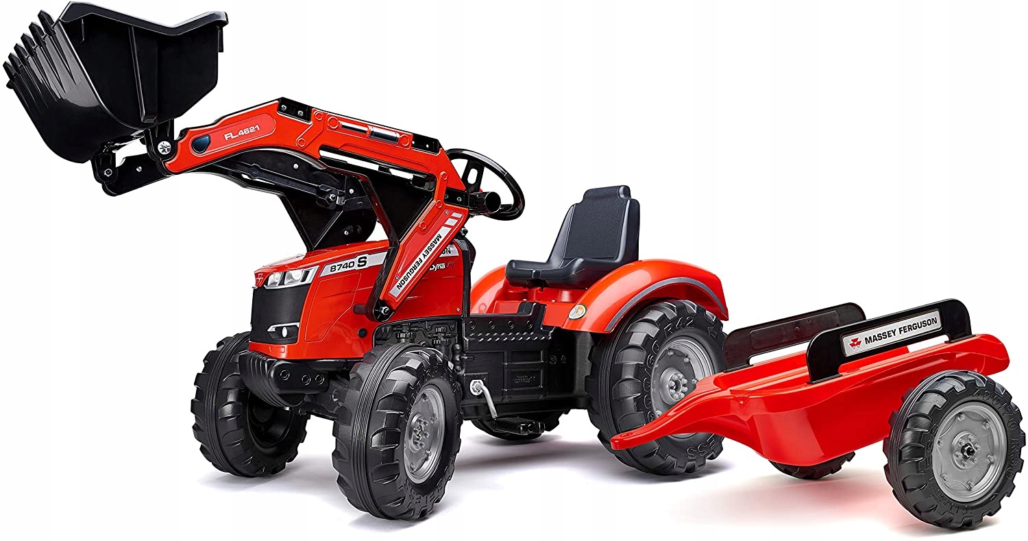 Traktor na Pedały Massey Ferguson 8740S z Łyżką i Przyczepą 3-7 lat Falk