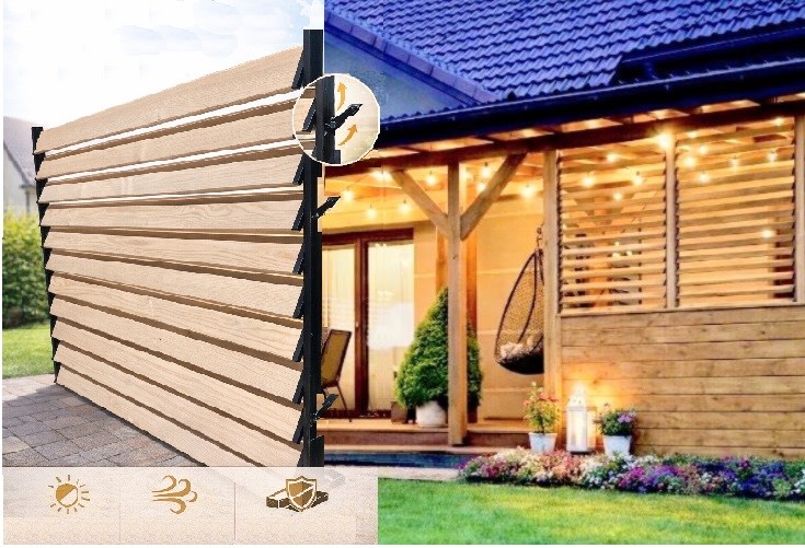 Drevené Terasové Žalúzie Nastaviteľné Sada – Rozmer V100 x Š154cm