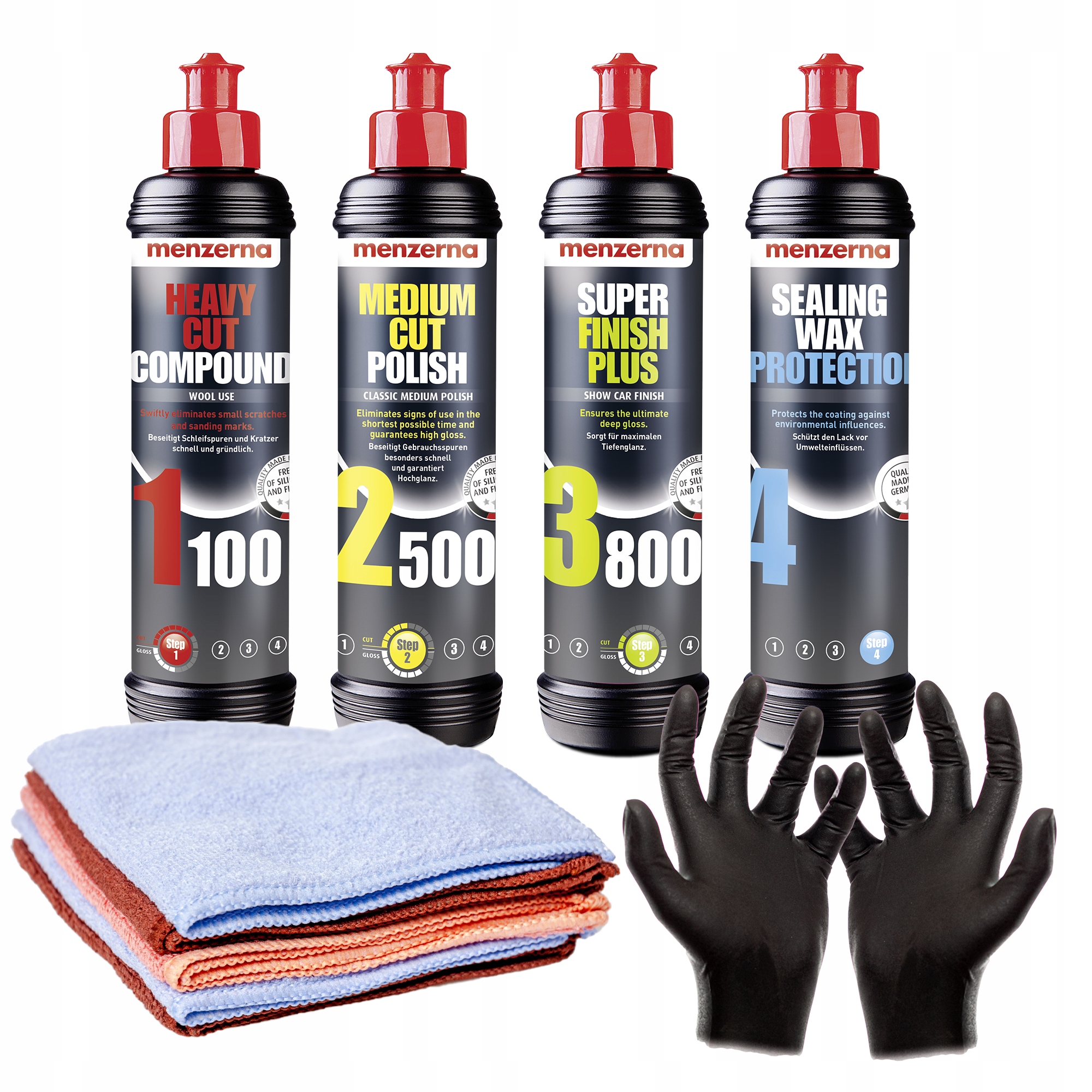 MENZERNA ZESTAW PAST POLERSKICH + WOSK + ŚCIERKA MIKROFIBRA Rodzaj polerowanie lakieru