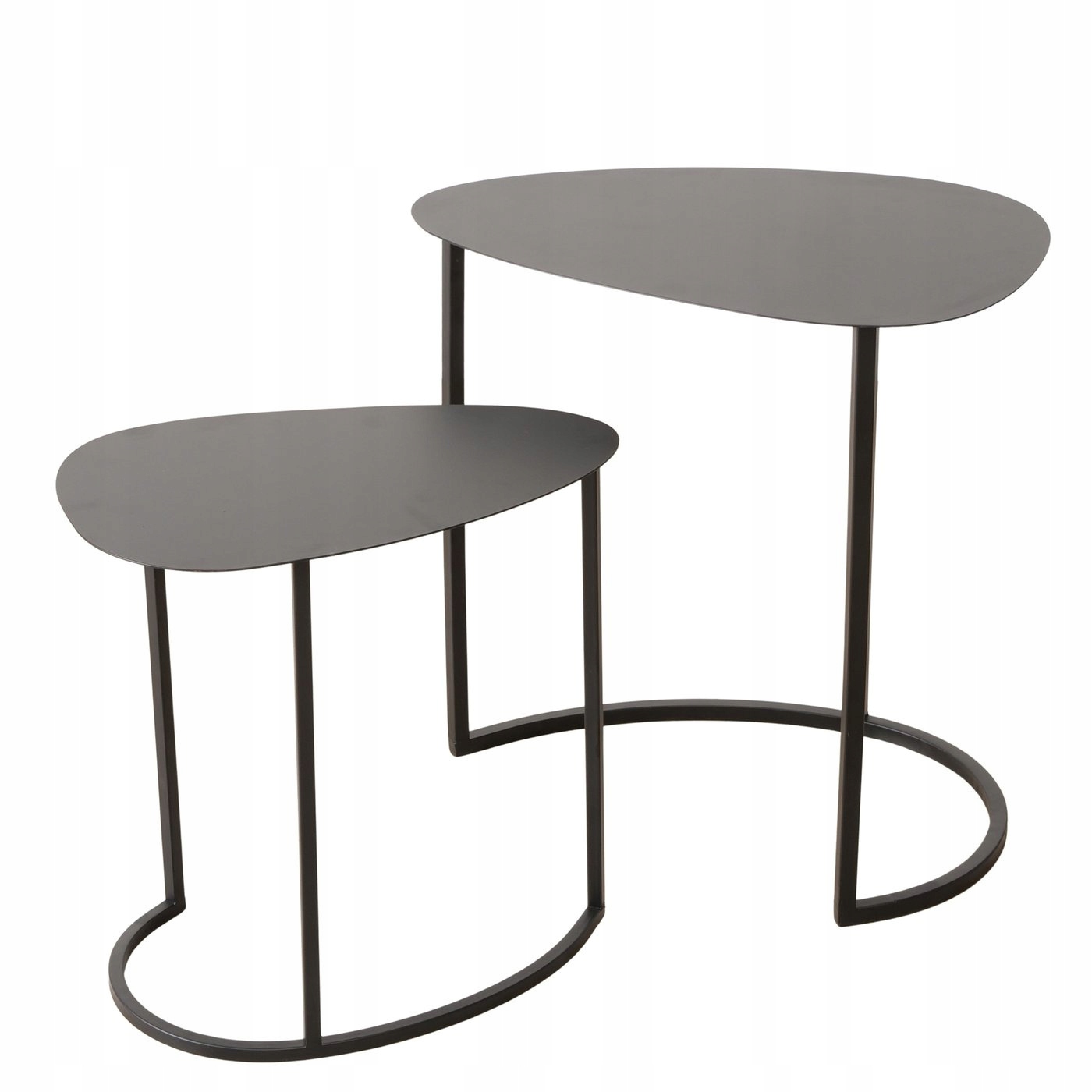 Sada Dvou Kovových Konferenčních Stolků S Černou Slzou 45 X 30 A 55 X 38 CM