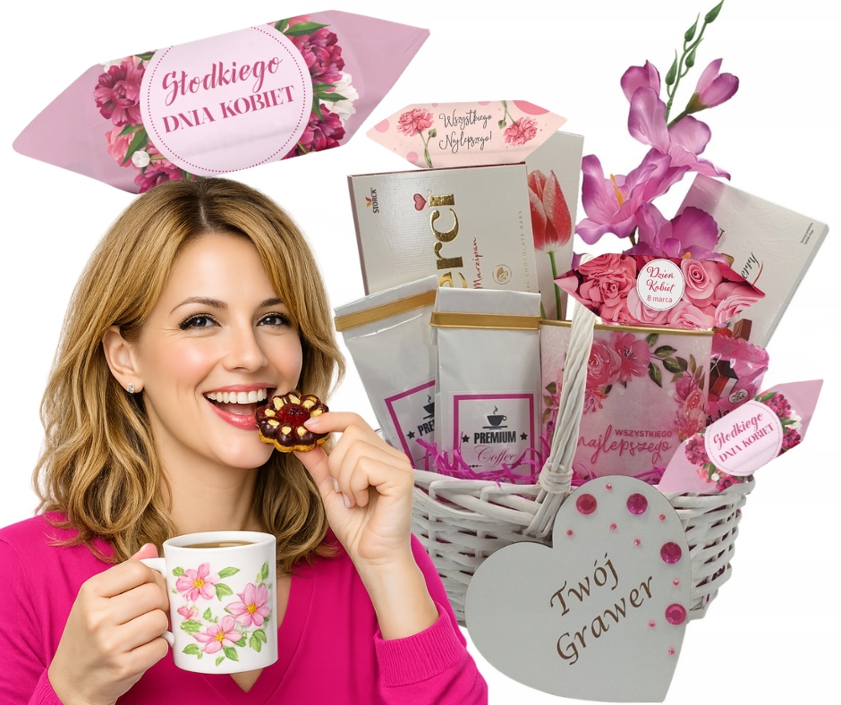 Levně dárková sada Dárek ke Dni žen Čaj Káva Bonboniéra