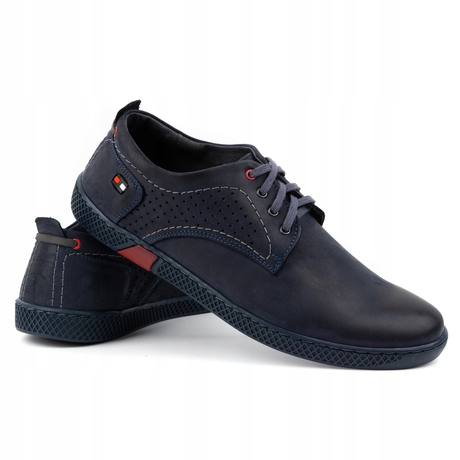 Pánské kožené šněrovací boty pro každodenní nošení Polské 302GT tmavě modré 45