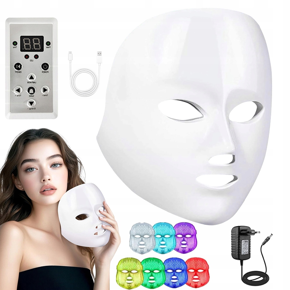 Led Maska 120 Diod 7 Barev Pro Světelnou Terapii S Dálkovým Ovládáním