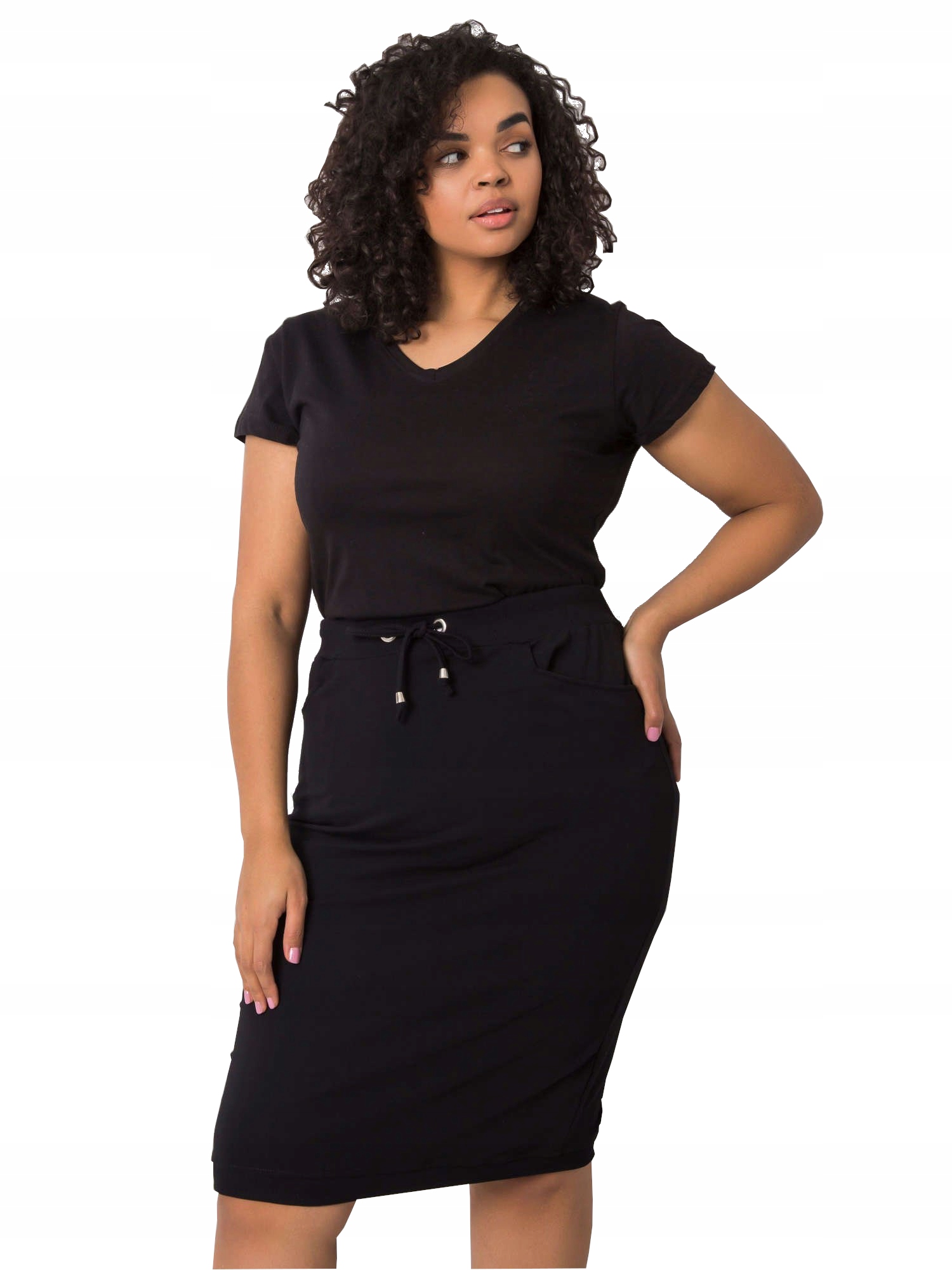 

Spódnica MIDI dresowa Plus Size F629 czarny XXL