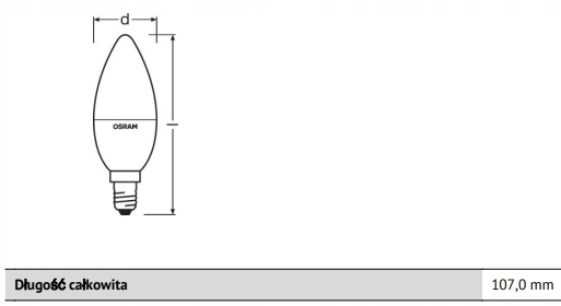 Żarówka LED ŚWIECA E14 4,5W = 25W OSRAM RGBW PILOT Napięcie (V) 230V