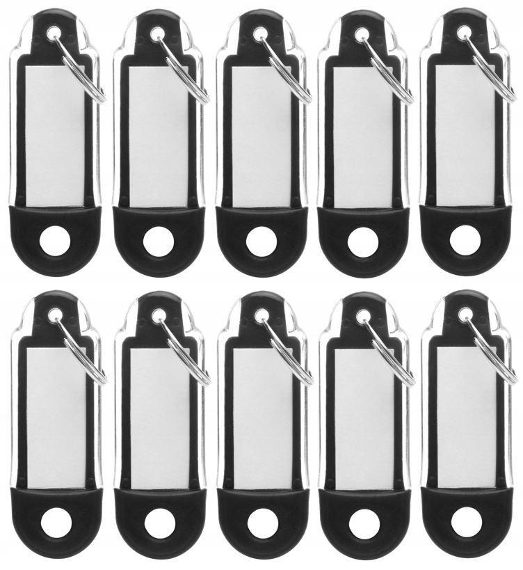ZAWIESZKI, BRELOKI, IDENTYFIKATORY DO KLUCZY, CZARNE, 10szt.