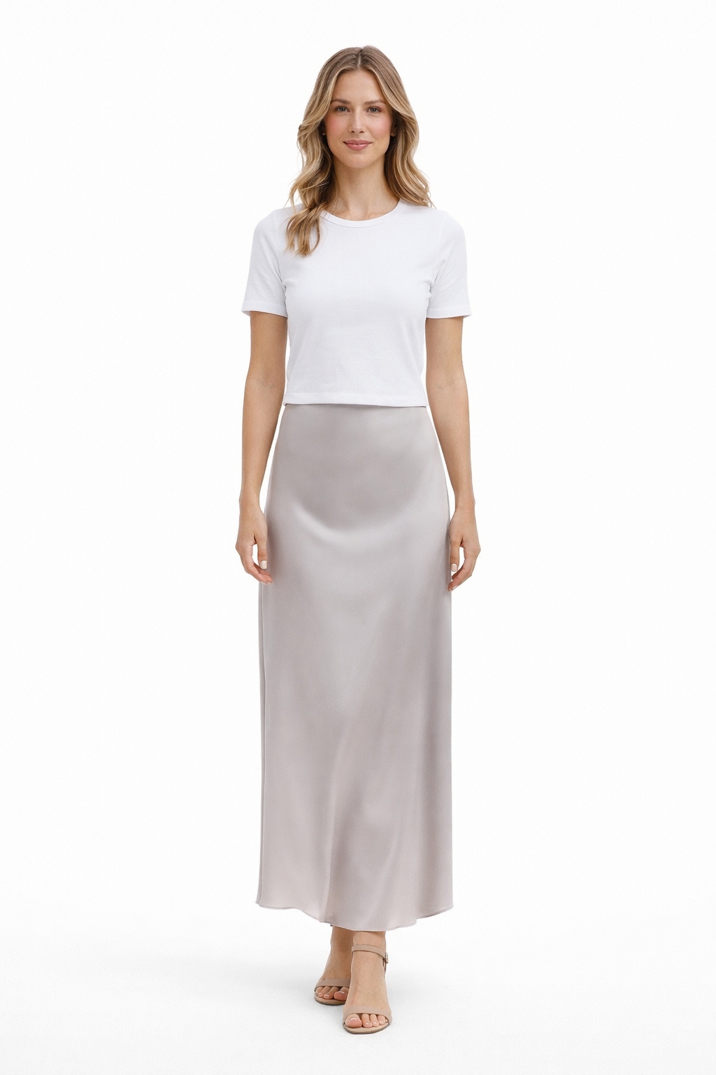 Dlouhá Sukně Jednoduchá, Hladká, Šedá L I4A