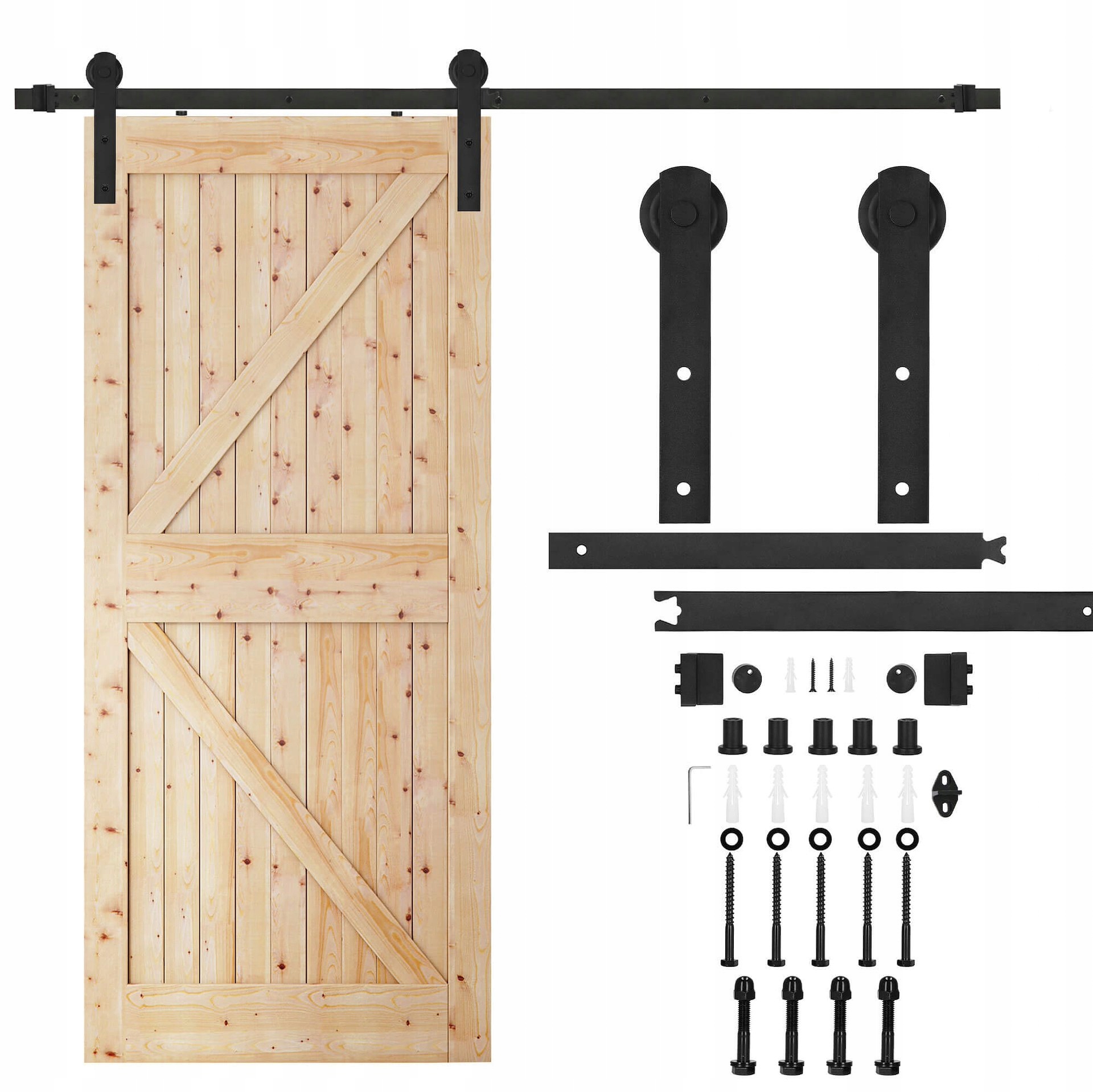 Systém Posuvných Dveří Barn Door Loft Modern Kolejnice Černý Set 183 cm