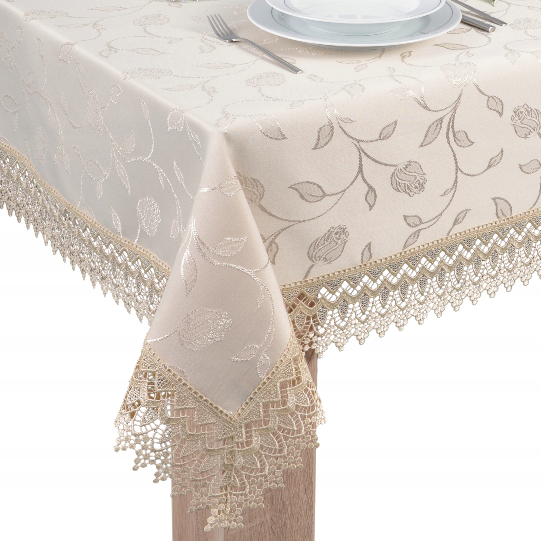 obrus plamoodporny z Gipiurą 240x140 beżowy tk.127