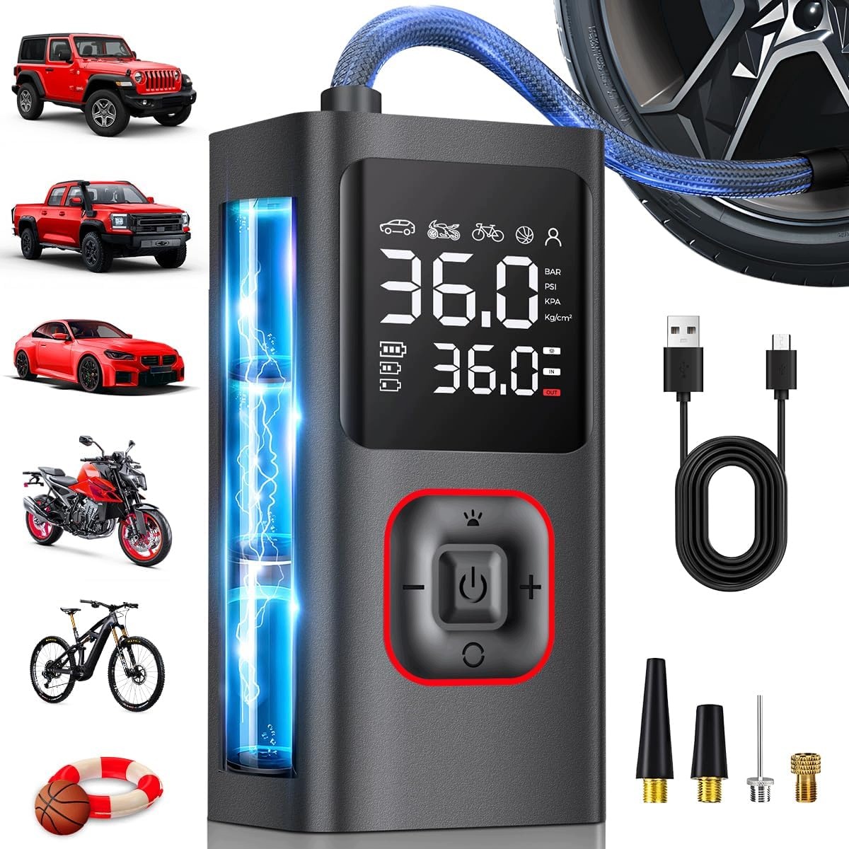Kompresor Do Auta Elektrická Cyklistická Pumpa Aku Powerbanka 2 Režimy