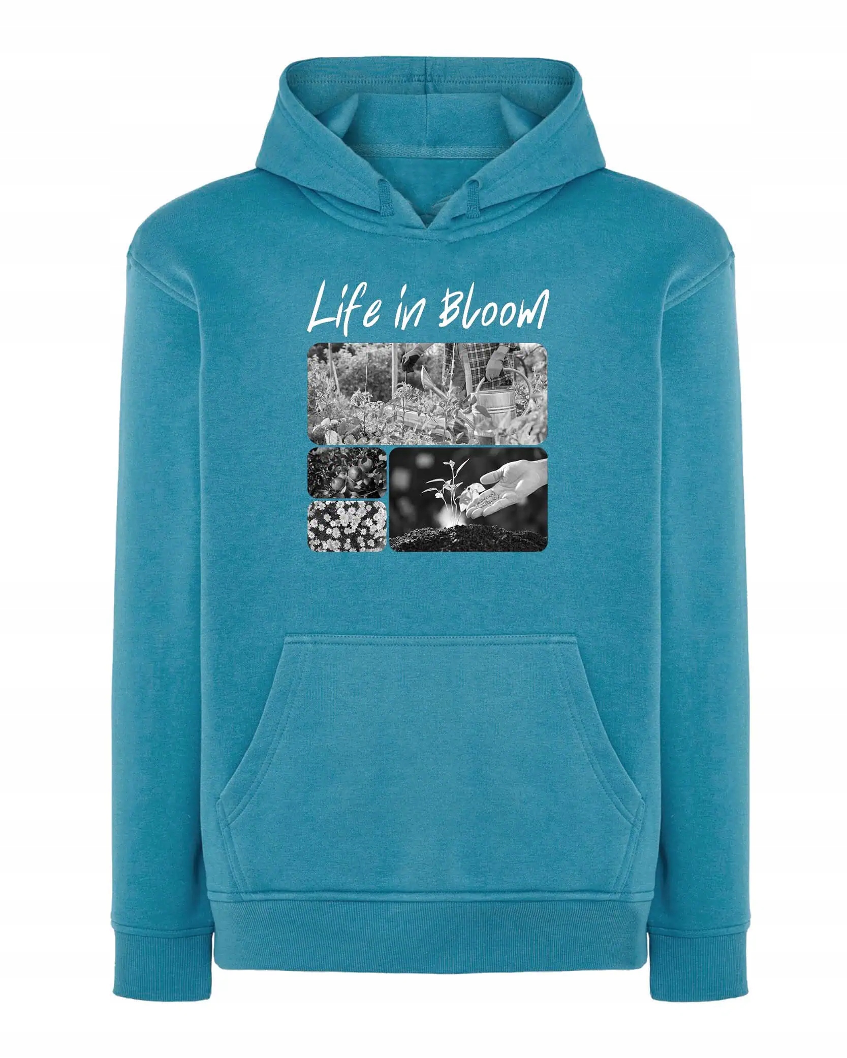 Mikina s kapucí Dárek pro zahradníka Umělecká koláž Modrá XL
