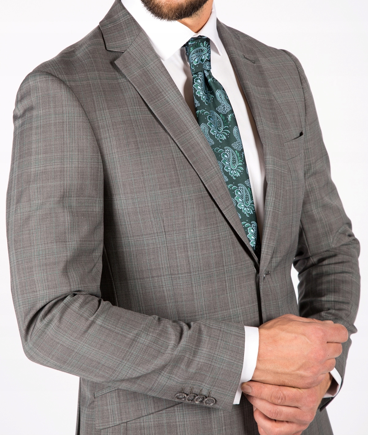 Pánské šedé kostkované Sako Premium Wool 182/108