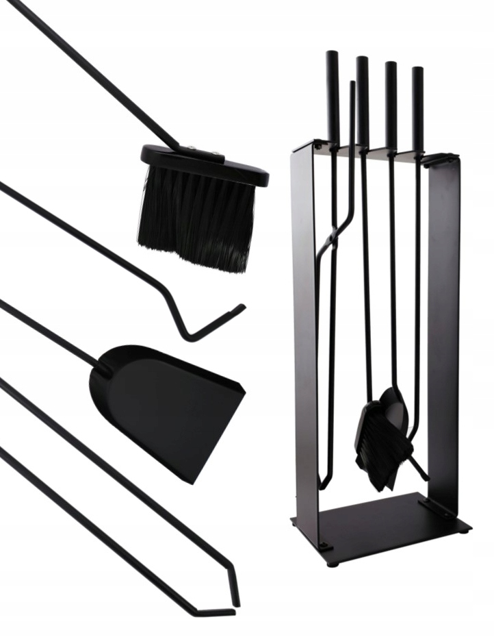 Sada Do Krbu 4 Díly Lopatka Krbová Smetáček Akcesoria Černá